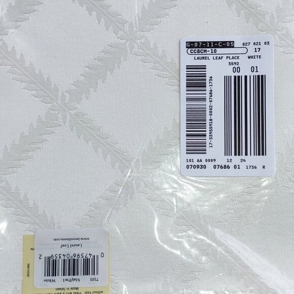 🆕  LENOX Laurel Leaf Table Linen Set of 6 Placemats & 8 Napkins-14 pieces White - Picture 8 of 9